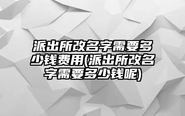 派出所改名字需要多少錢費用(派出所改名字需要多少錢呢)