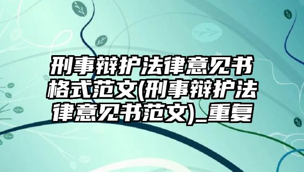 刑事辯護法律意見書格式范文(刑事辯護法律意見書范文)_重復