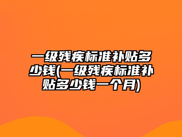 一級殘疾標準補貼多少錢(一級殘疾標準補貼多少錢一個月)