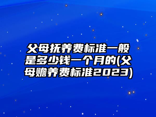 父母撫養費標準一般是多少錢一個月的(父母贍養費標準2023)