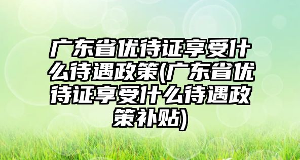 廣東省優待證享受什么待遇政策(廣東省優待證享受什么待遇政策補貼)