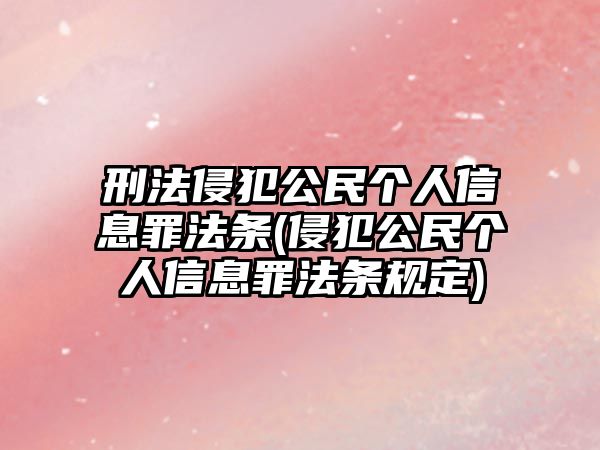 刑法侵犯公民個(gè)人信息罪法條(侵犯公民個(gè)人信息罪法條規(guī)定)