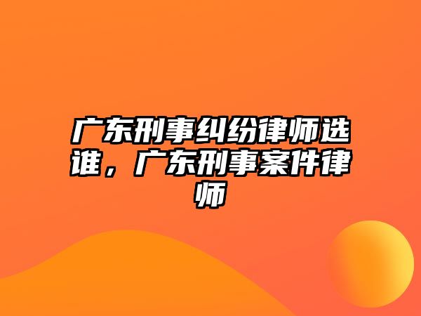 廣東刑事糾紛律師選誰，廣東刑事案件律師