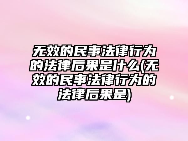 無(wú)效的民事法律行為的法律后果是什么(無(wú)效的民事法律行為的法律后果是)