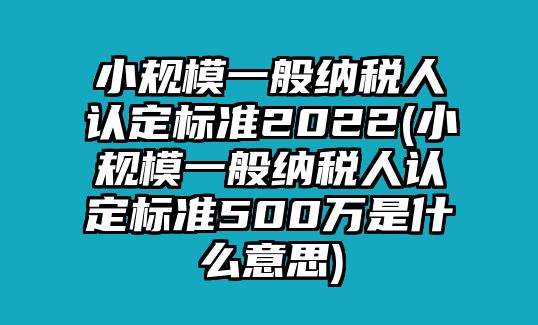 小規(guī)模一般納稅人認(rèn)定標(biāo)準(zhǔn)2022(小規(guī)模一般納稅人認(rèn)定標(biāo)準(zhǔn)500萬(wàn)是什么意思)