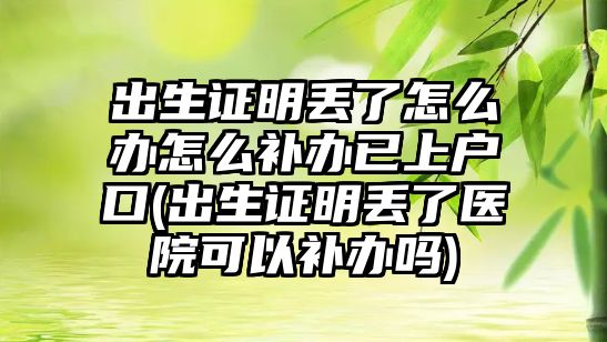 出生證明丟了怎么辦怎么補辦已上戶口(出生證明丟了醫院可以補辦嗎)