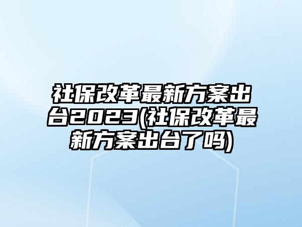 社保改革最新方案出臺2023(社保改革最新方案出臺了嗎)