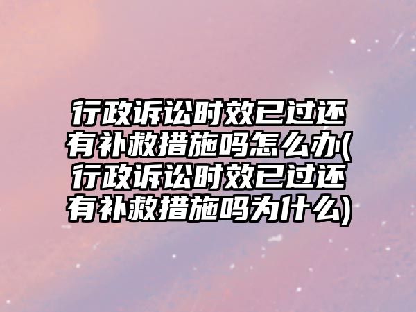 行政訴訟時效已過還有補救措施嗎怎么辦(行政訴訟時效已過還有補救措施嗎為什么)