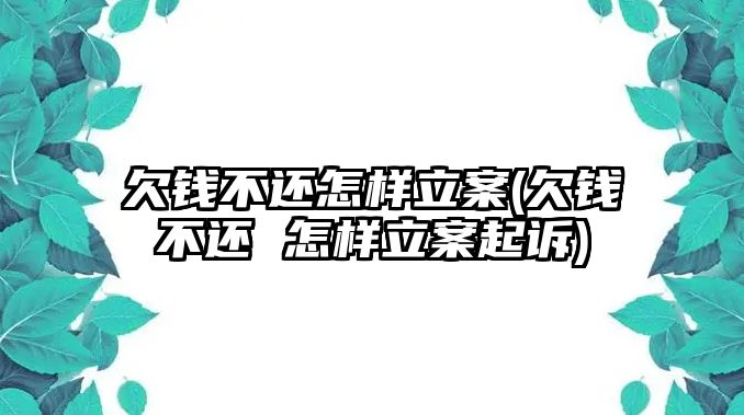 欠錢不還怎樣立案(欠錢不還 怎樣立案起訴)