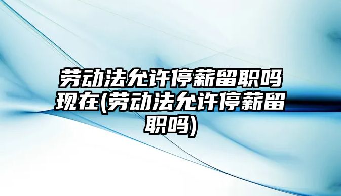 勞動法允許停薪留職嗎現在(勞動法允許停薪留職嗎)