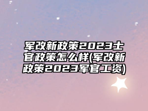 軍改新政策2023士官政策怎么樣(軍改新政策2023軍官工資)