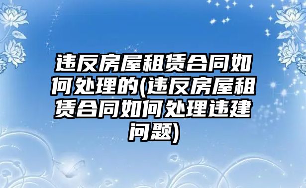 違反房屋租賃合同如何處理的(違反房屋租賃合同如何處理違建問題)