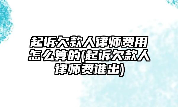 起訴欠款人律師費用怎么算的(起訴欠款人律師費誰出)