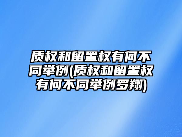 質權和留置權有何不同舉例(質權和留置權有何不同舉例羅翔)