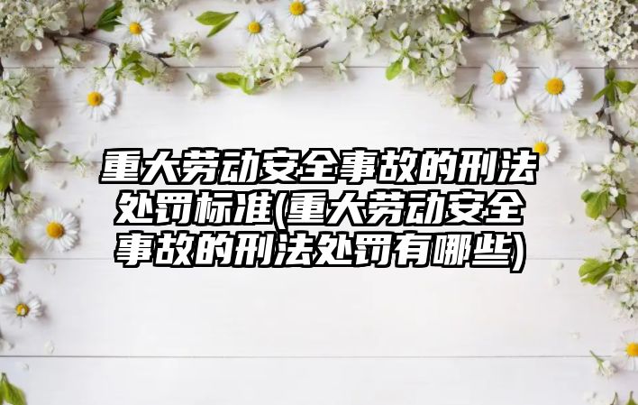 重大勞動安全事故的刑法處罰標準(重大勞動安全事故的刑法處罰有哪些)