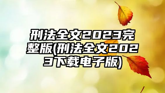 刑法全文2023完整版(刑法全文2023下載電子版)