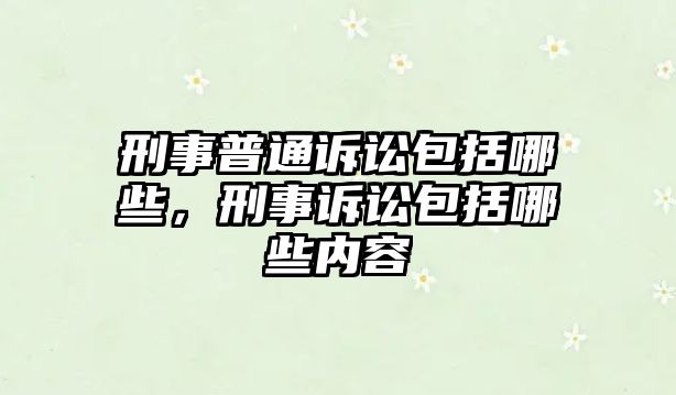 刑事普通訴訟包括哪些，刑事訴訟包括哪些內容