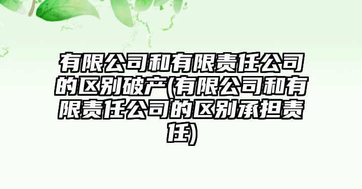 有限公司和有限責任公司的區(qū)別破產(chǎn)(有限公司和有限責任公司的區(qū)別承擔責任)