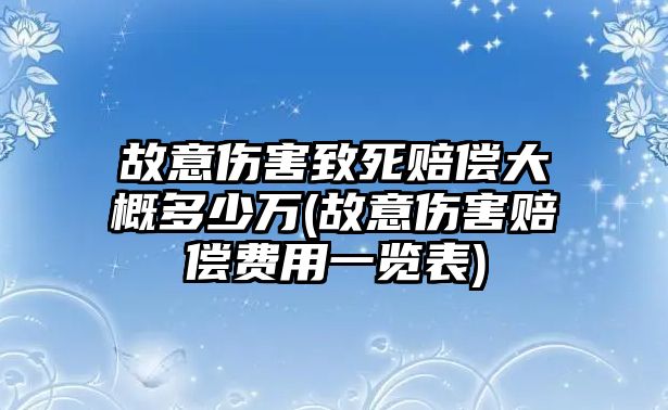 故意傷害致死賠償大概多少萬(故意傷害賠償費用一覽表)