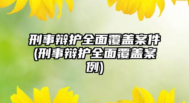 刑事辯護全面覆蓋案件(刑事辯護全面覆蓋案例)