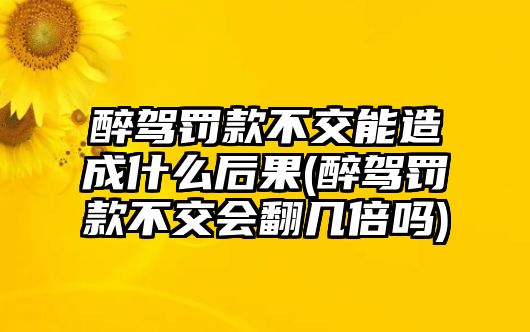 醉駕罰款不交能造成什么后果(醉駕罰款不交會(huì)翻幾倍嗎)