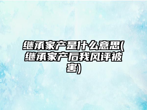 繼承家產是什么意思(繼承家產后我風評被害)