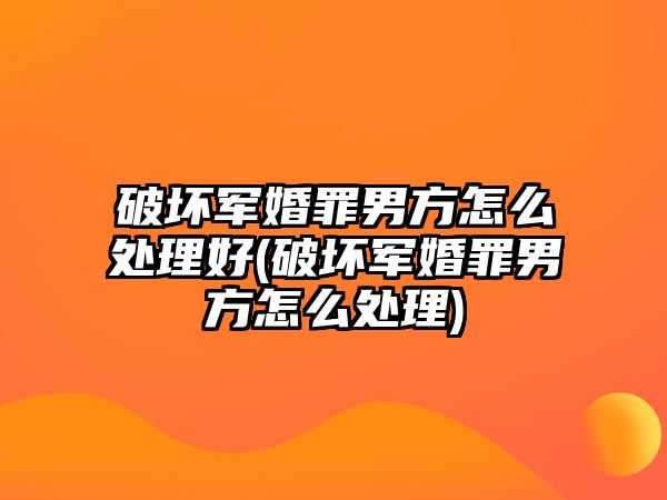 破壞軍婚罪男方怎么處理好(破壞軍婚罪男方怎么處理)