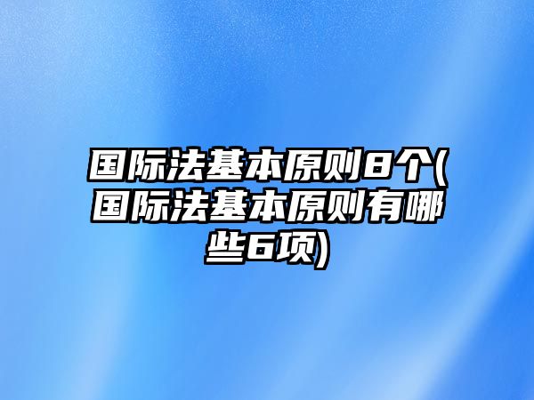 國際法基本原則8個(國際法基本原則有哪些6項)