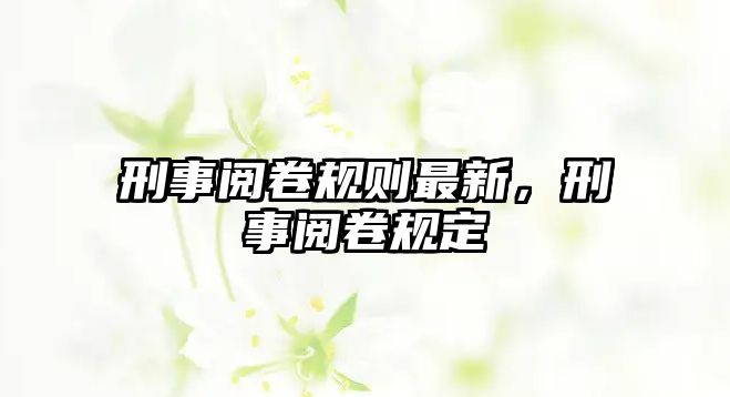 刑事閱卷規則最新，刑事閱卷規定