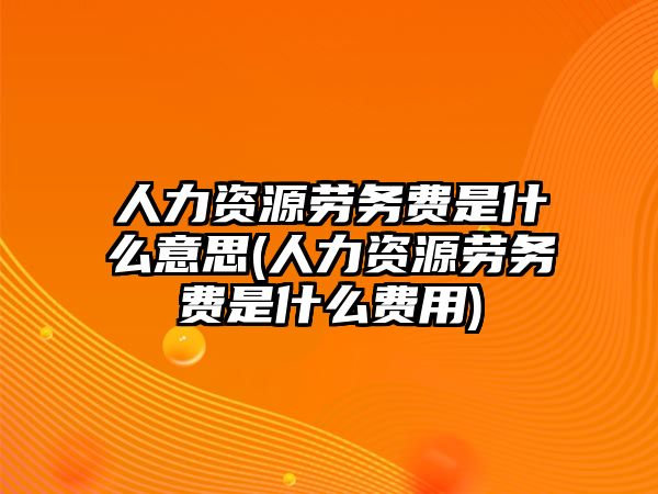 人力資源勞務費是什么意思(人力資源勞務費是什么費用)