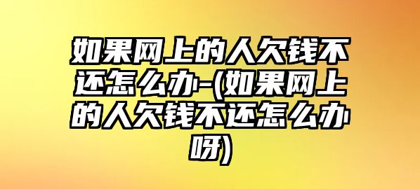 如果網(wǎng)上的人欠錢不還怎么辦-(如果網(wǎng)上的人欠錢不還怎么辦呀)