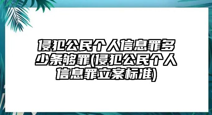 侵犯公民個人信息罪多少條夠罪(侵犯公民個人信息罪立案標(biāo)準(zhǔn))