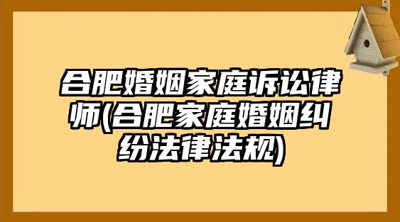 合肥婚姻家庭訴訟律師(合肥家庭婚姻糾紛法律法規)