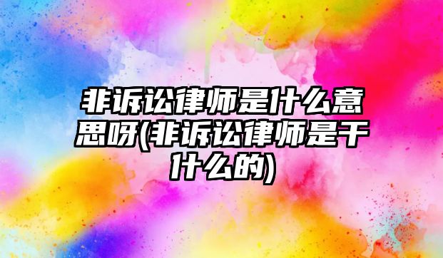 非訴訟律師是什么意思呀(非訴訟律師是干什么的)