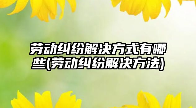 勞動糾紛解決方式有哪些(勞動糾紛解決方法)