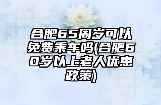 合肥65周歲可以免費(fèi)乘車嗎(合肥60歲以上老人優(yōu)惠政策)