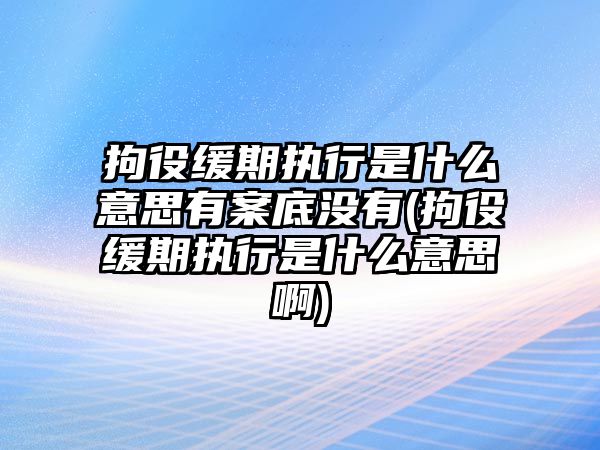 拘役緩期執行是什么意思有案底沒有(拘役緩期執行是什么意思啊)