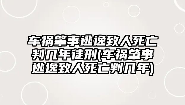 車禍肇事逃逸致人死亡判幾年徒刑(車禍肇事逃逸致人死亡判幾年)