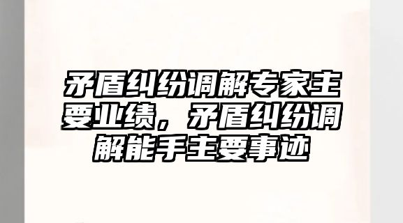 矛盾糾紛調解專家主要業績，矛盾糾紛調解能手主要事跡