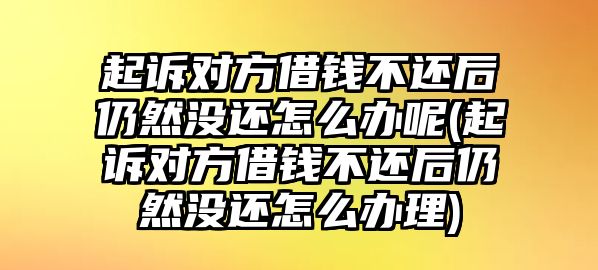 起訴對方借錢不還后仍然沒還怎么辦呢(起訴對方借錢不還后仍然沒還怎么辦理)