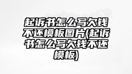 起訴書怎么寫欠錢不還模板圖片(起訴書怎么寫欠錢不還模板)