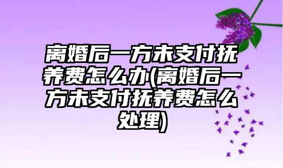 離婚后一方未支付撫養(yǎng)費怎么辦(離婚后一方未支付撫養(yǎng)費怎么處理)