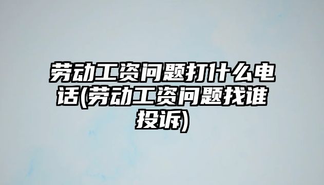 勞動工資問題打什么電話(勞動工資問題找誰投訴)