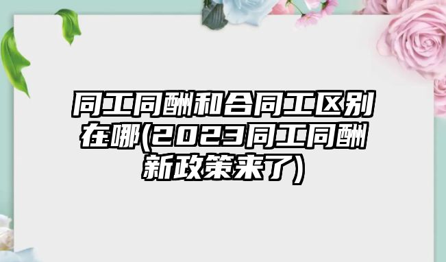 同工同酬和合同工區別在哪(2023同工同酬新政策來了)