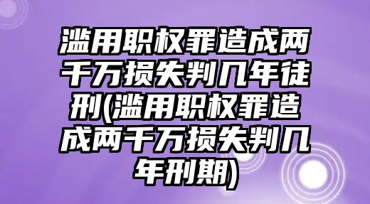 濫用職權罪造成兩千萬損失判幾年徒刑(濫用職權罪造成兩千萬損失判幾年刑期)