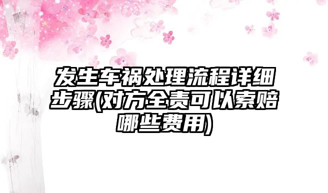 發(fā)生車禍處理流程詳細(xì)步驟(對方全責(zé)可以索賠哪些費(fèi)用)