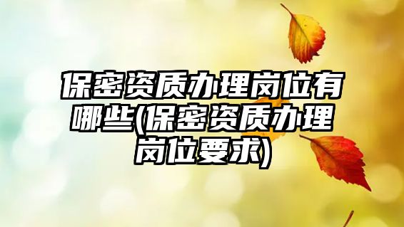 保密資質(zhì)辦理崗位有哪些(保密資質(zhì)辦理崗位要求)