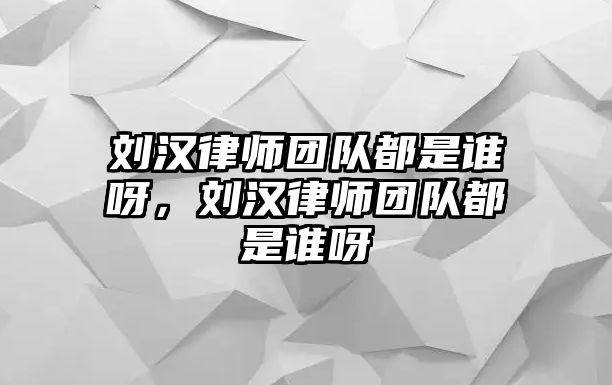 劉漢律師團隊都是誰呀，劉漢律師團隊都是誰呀