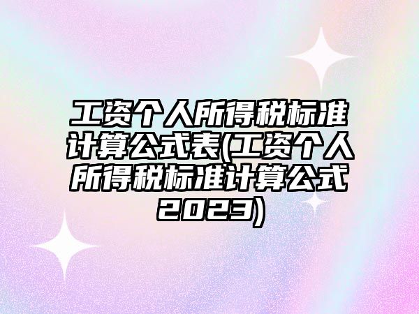 工資個人所得稅標準計算公式表(工資個人所得稅標準計算公式2023)