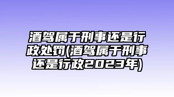 酒駕屬于刑事還是行政處罰(酒駕屬于刑事還是行政2023年)